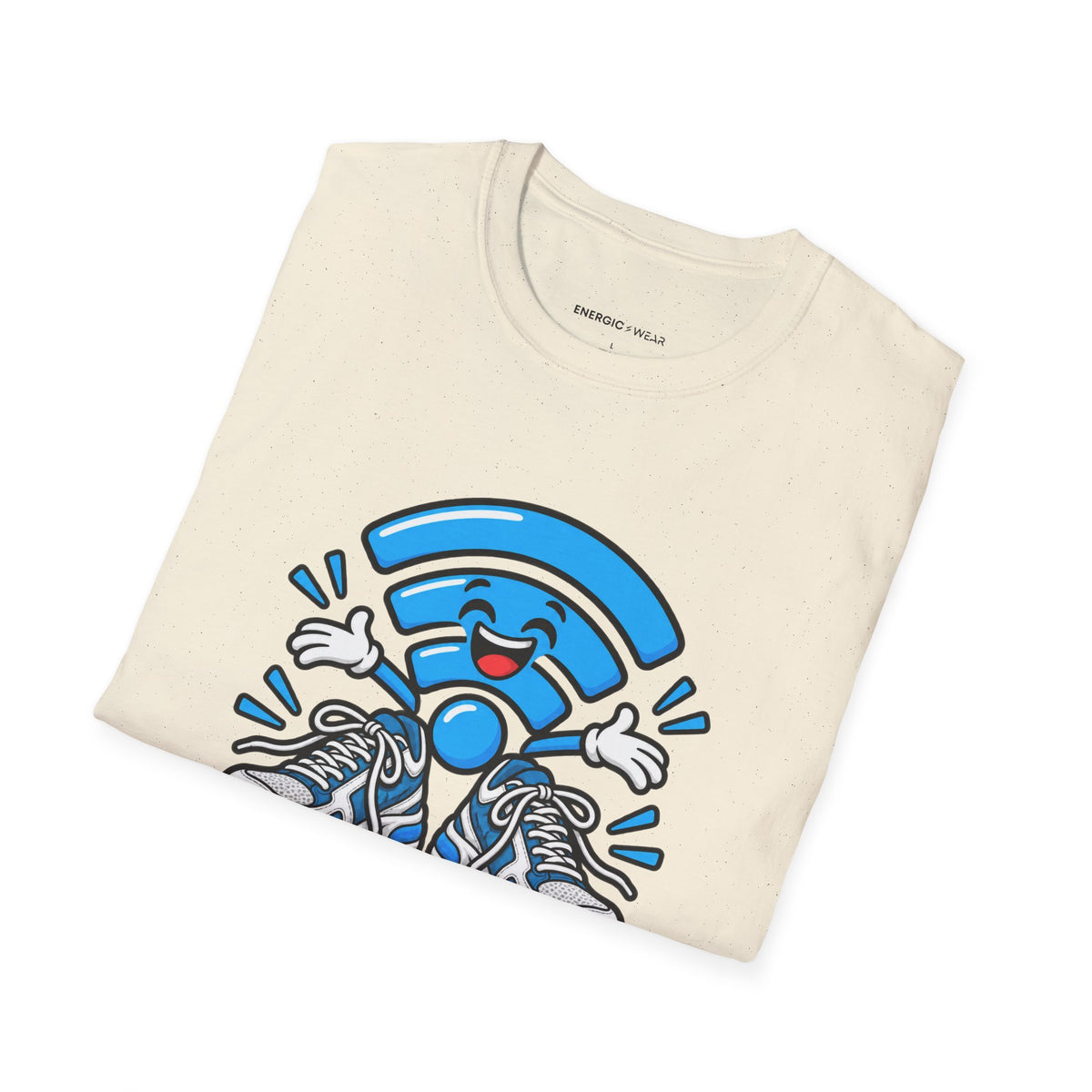 Graphic fitness T-shirt featuring the "The Gym Wi-Fi Knows My Routine" design.