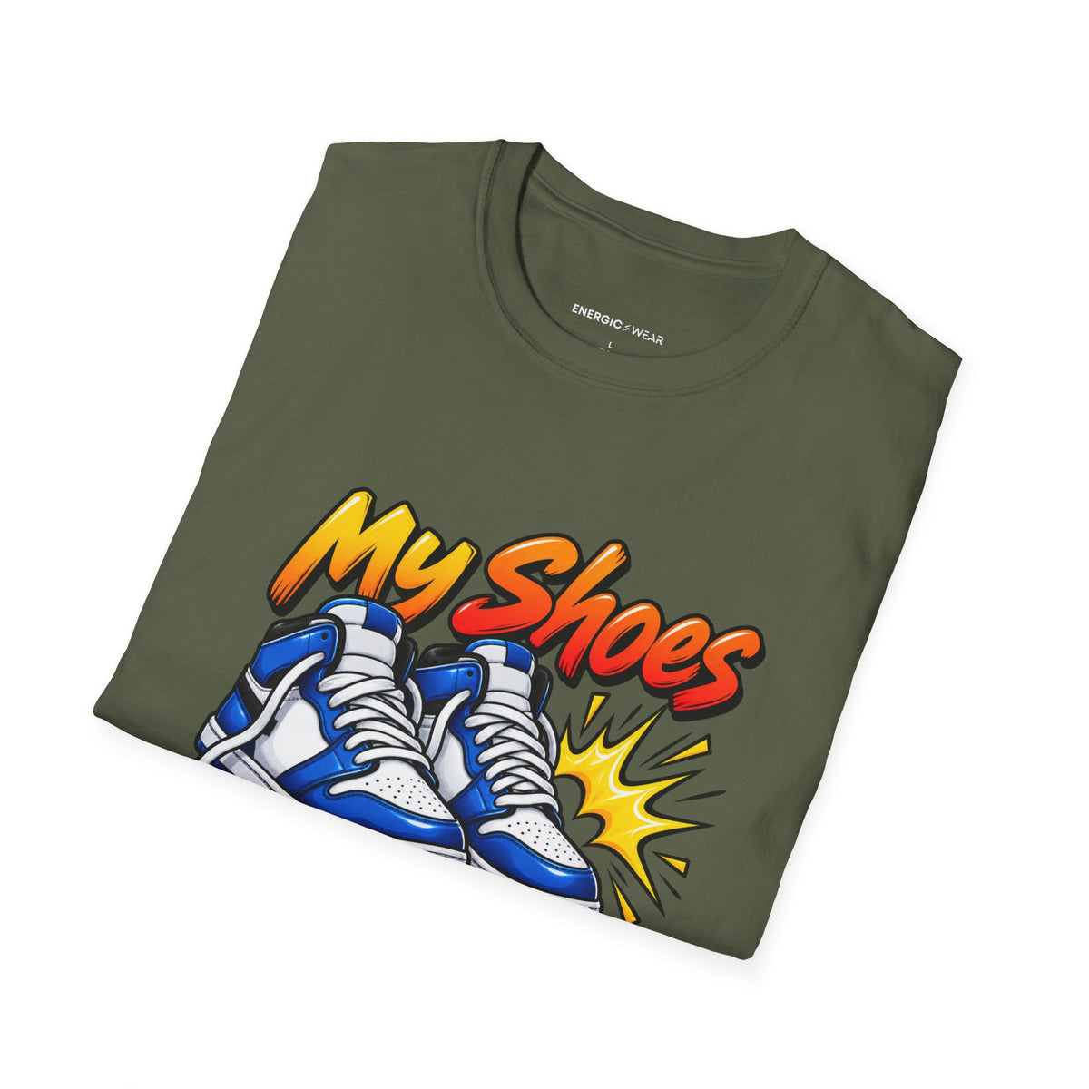 Graphic fitness T-shirt featuring the "My Shoes Squeak with Confidence" design.