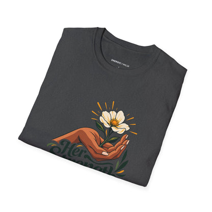Graphic fitness T-shirt featuring the "Her Strength Has Room for Kindness" design.