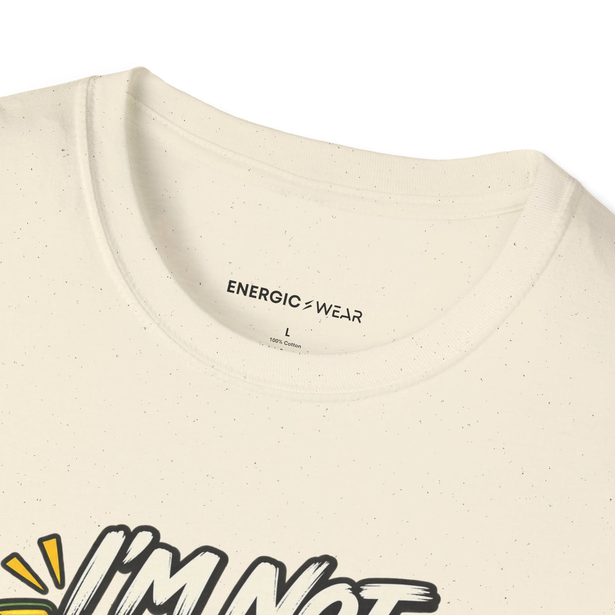Graphic fitness T-shirt featuring the "I'm Not Lazy, I'm in Energy Saving Mode" design.