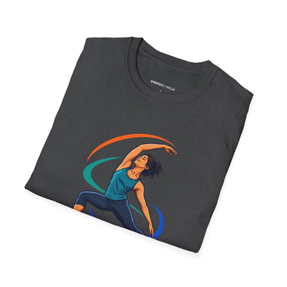 Graphic fitness T-shirt featuring the "Move with the Body You Have Today" design.