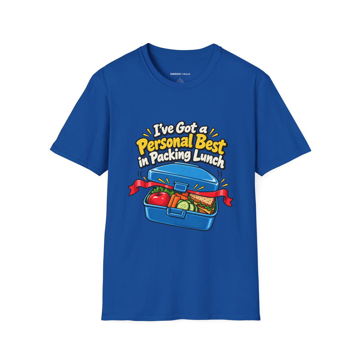 Graphic fitness T-shirt featuring the "I've Got a Personal Best in Packing Lunch" design.