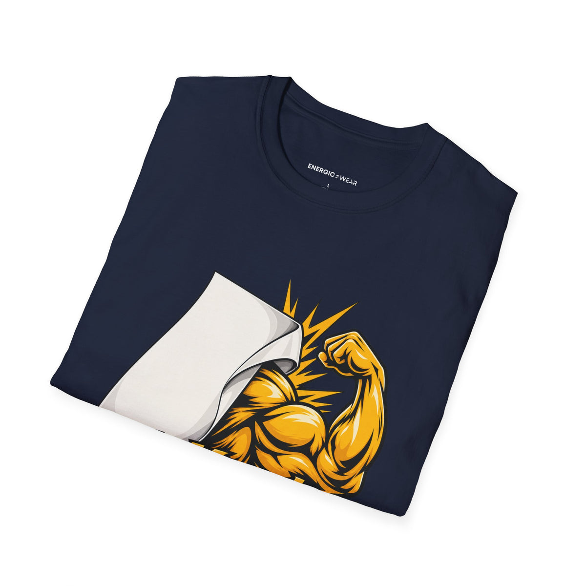 Graphic fitness T-shirt featuring the "My Muscles Don't Need a Beauty Brief" design.