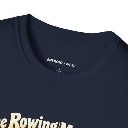 Graphic fitness T-shirt featuring the "The Rowing Machine Has Main-Character Energy" design.