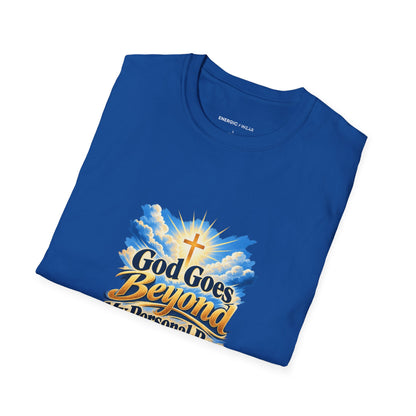 Graphic fitness T-shirt featuring the "God Goes Beyond My Personal Best" design.