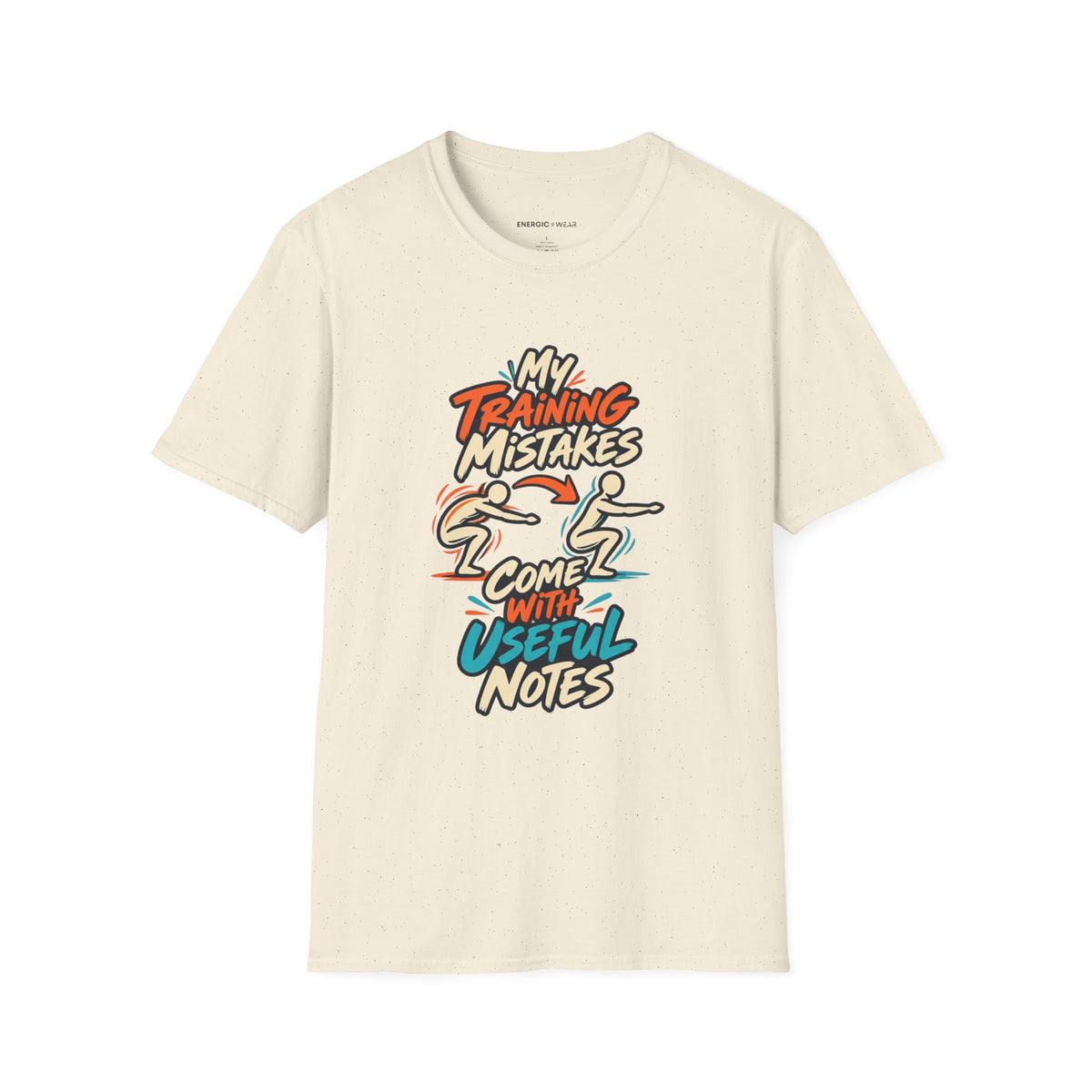 Graphic fitness T-shirt featuring the "My Training Mistakes Come With Useful Notes" design.