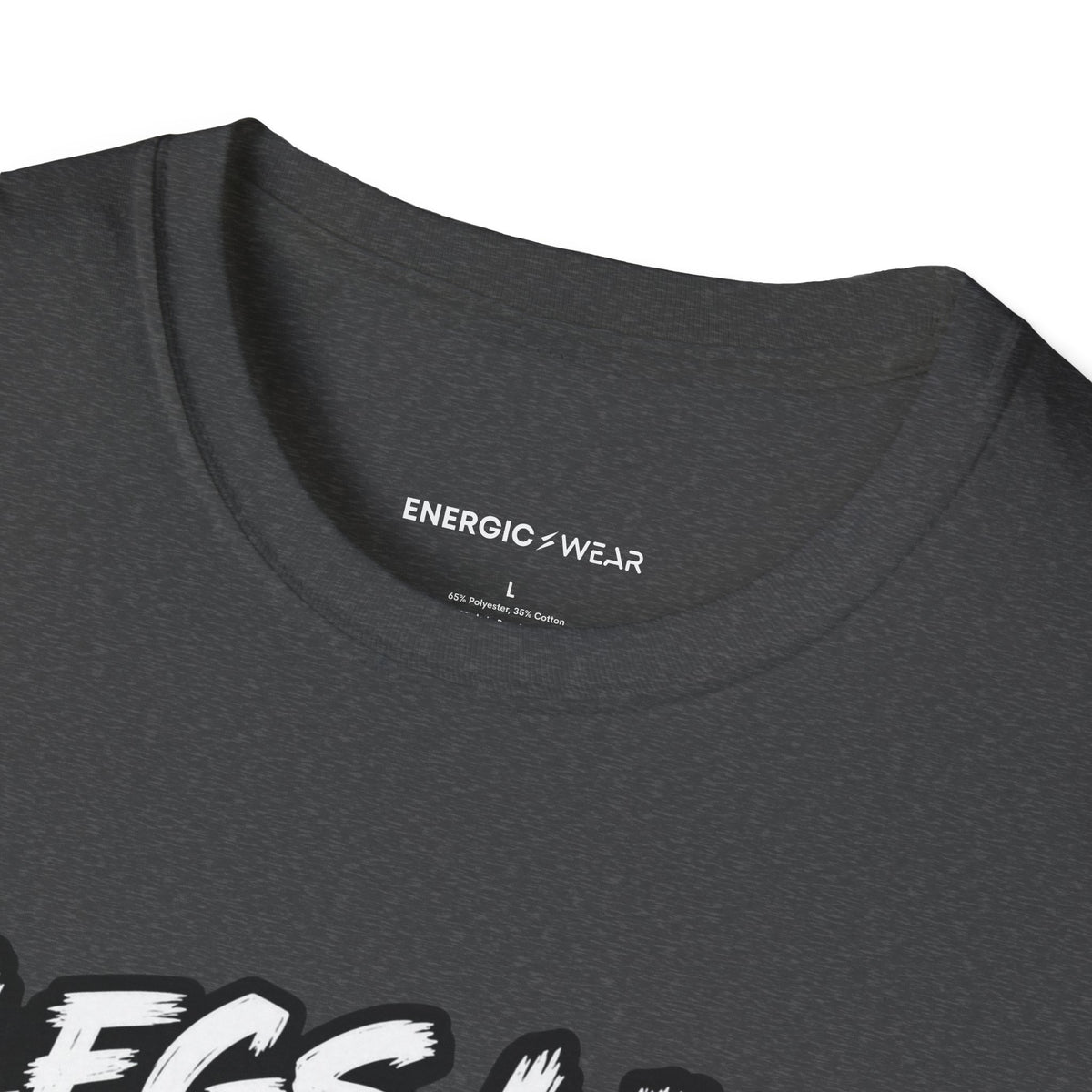 Graphic fitness T-shirt featuring the "Legs Like Jello, Spirit Like Steel" design.