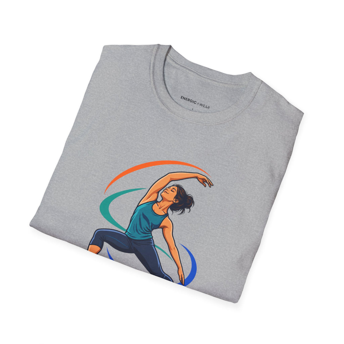 Graphic fitness T-shirt featuring the "Move with the Body You Have Today" design.