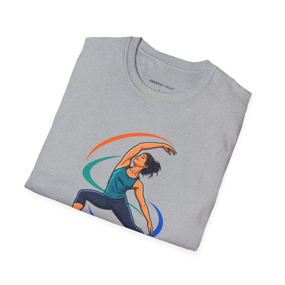 Graphic fitness T-shirt featuring the "Move with the Body You Have Today" design.