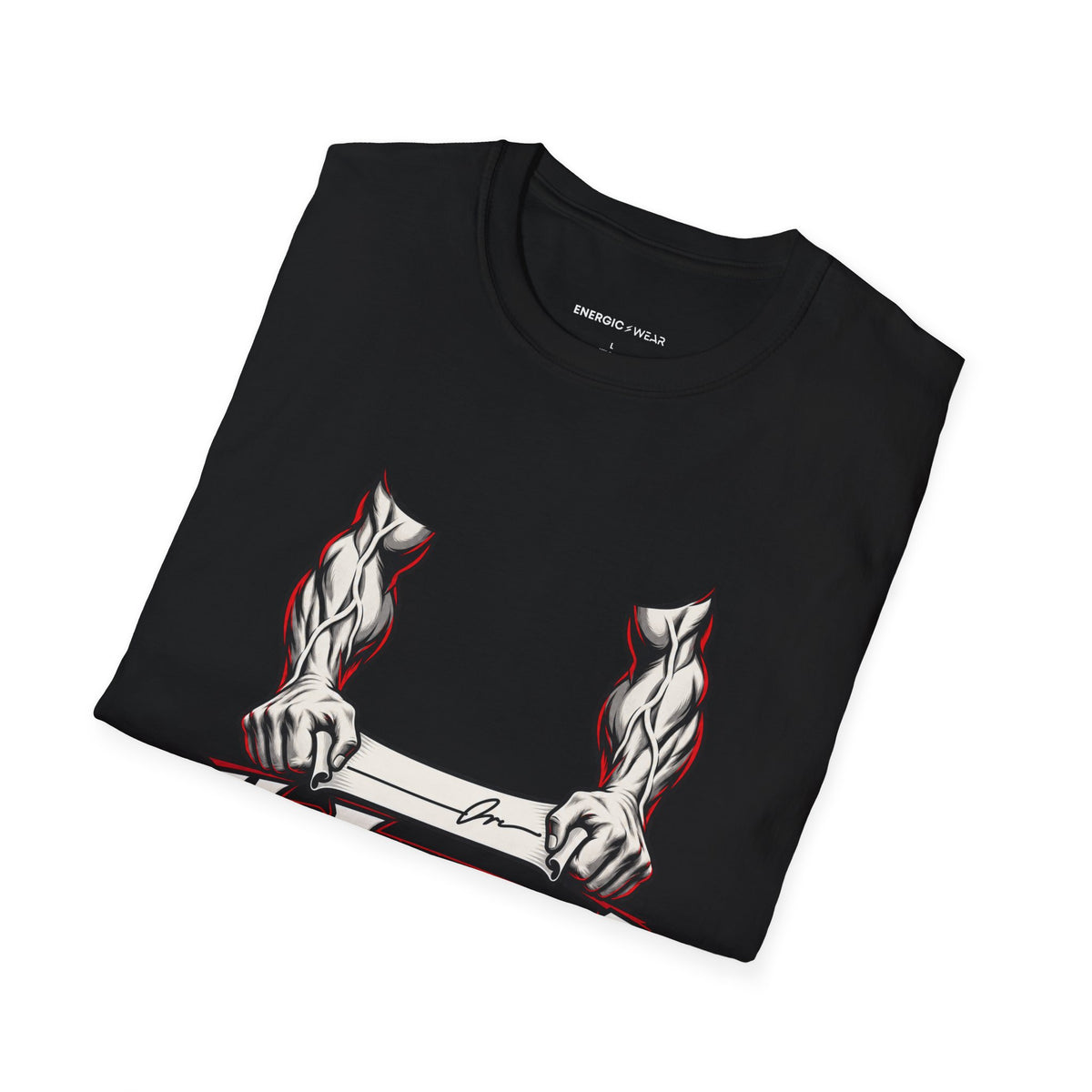 Graphic fitness T-shirt featuring the "My Forearms Keep Their End of the Bargain" design.