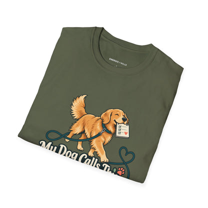 Graphic fitness T-shirt featuring the "My Dog Calls This the Daily Fitness Meeting" design.