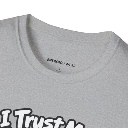 Graphic fitness T-shirt featuring the "I Trust My Spotter More Than My Phone Battery" design.