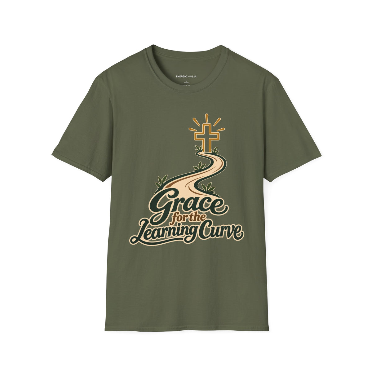 Graphic fitness T-shirt featuring the "Grace for the Learning Curve" design.