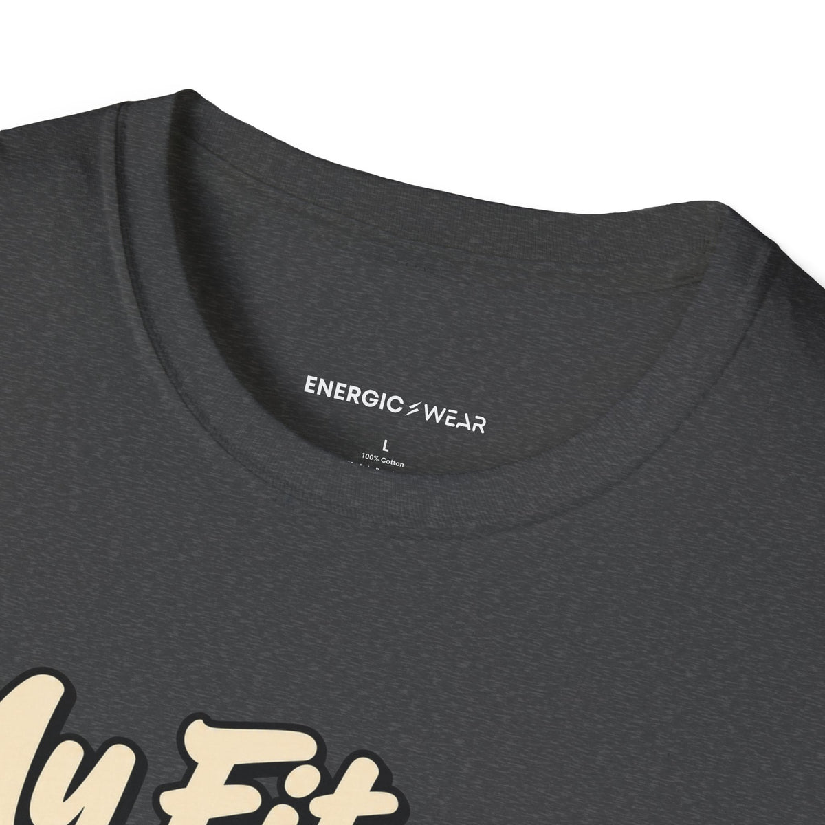 Graphic fitness T-shirt featuring the "My Fitness Has an Off Switch" design.