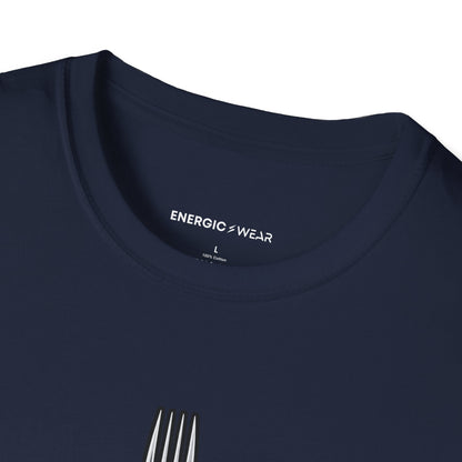 Graphic fitness T-shirt featuring the "Training Plan Bring a Fork" design.