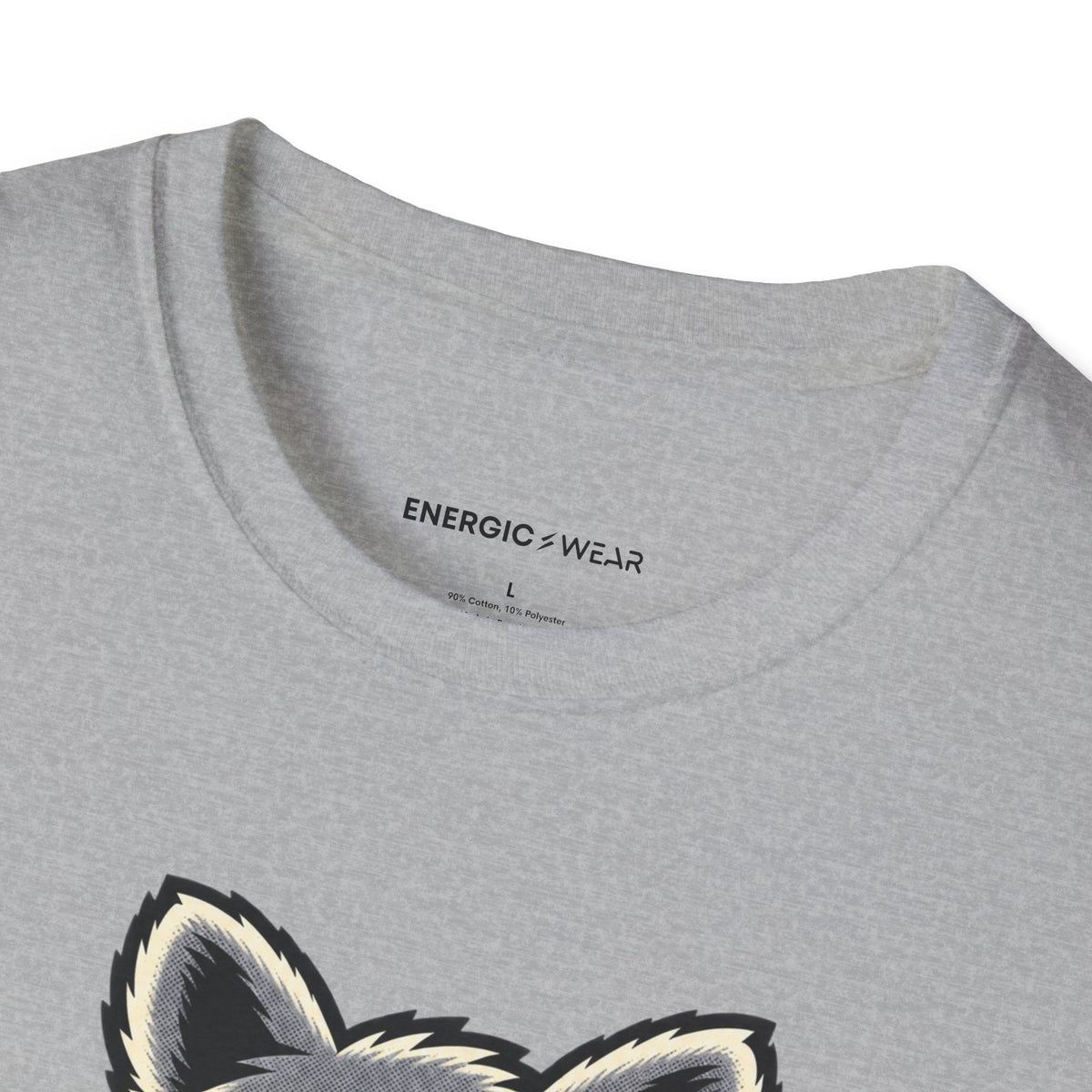 Graphic fitness T-shirt featuring the "Muscular Raccoon" design.