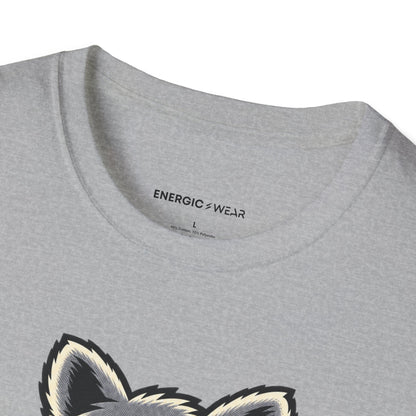 Graphic fitness T-shirt featuring the "Muscular Raccoon" design.