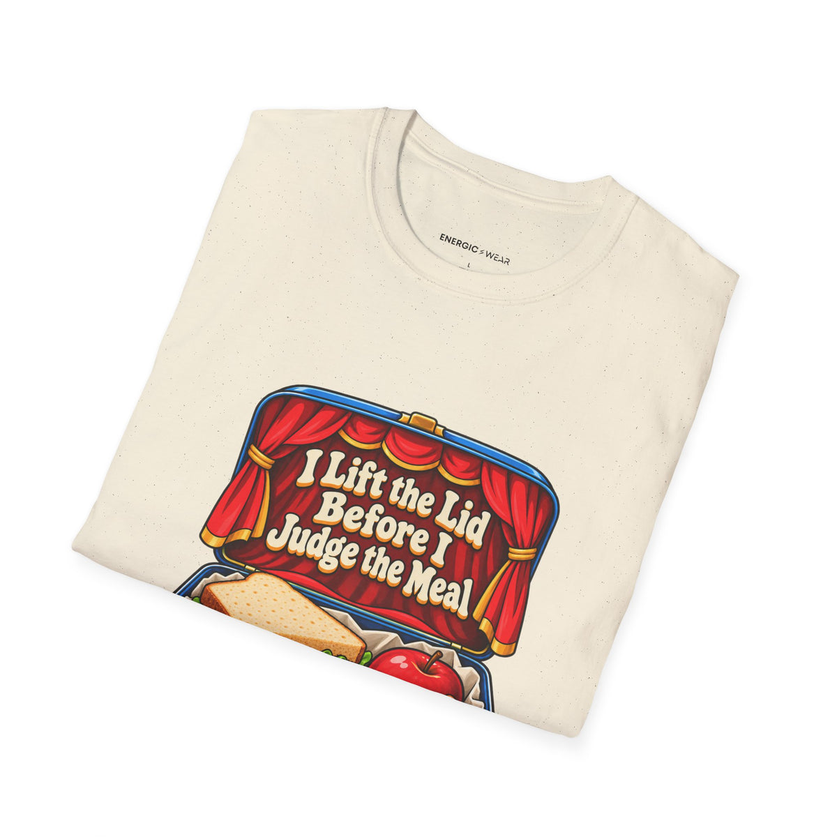 Graphic fitness T-shirt featuring the "I Lift the Lid Before I Judge the Meal" design.