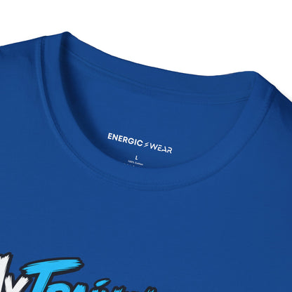 Graphic fitness T-shirt featuring the "My Training App Has Never Met My Laundry" design.