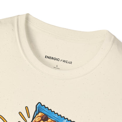 Graphic fitness T-shirt featuring the "The Snack Pocket Is Essential Equipment" design.