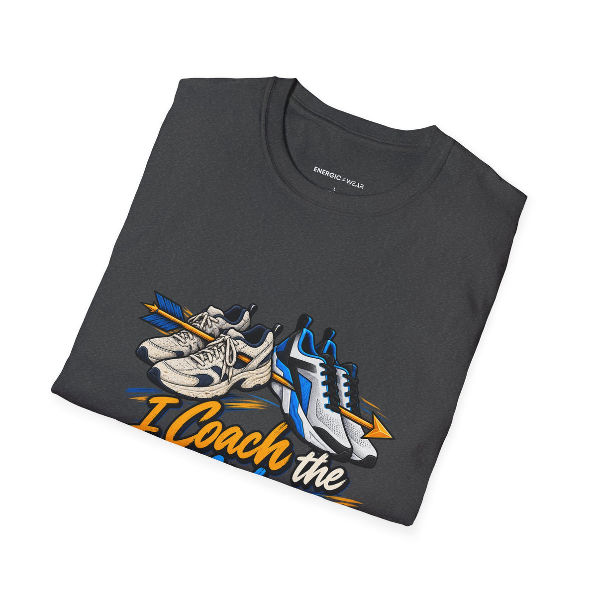 Graphic fitness T-shirt featuring the "I Coach the Confidence I Once Borrowed" design.