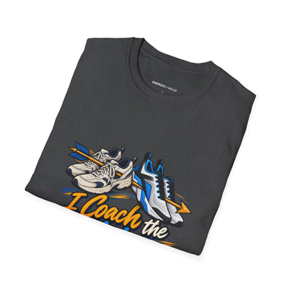 Graphic fitness T-shirt featuring the "I Coach the Confidence I Once Borrowed" design.