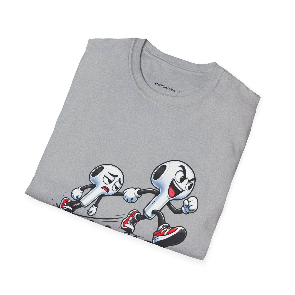 Graphic fitness T-shirt featuring the "One Earbud Is Doing All the Motivating" design.