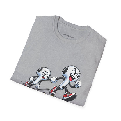 Graphic fitness T-shirt featuring the "One Earbud Is Doing All the Motivating" design.