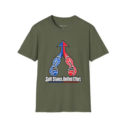 Graphic fitness T-shirt featuring the "Split Stance Unified Effort" design.
