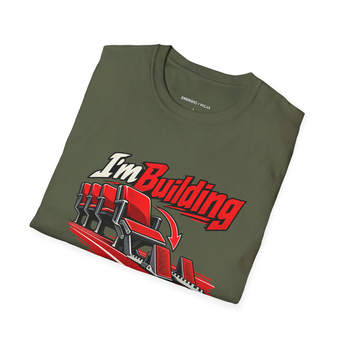 Graphic fitness T-shirt featuring the "I'm Building the Athlete I Used to Watch" design.