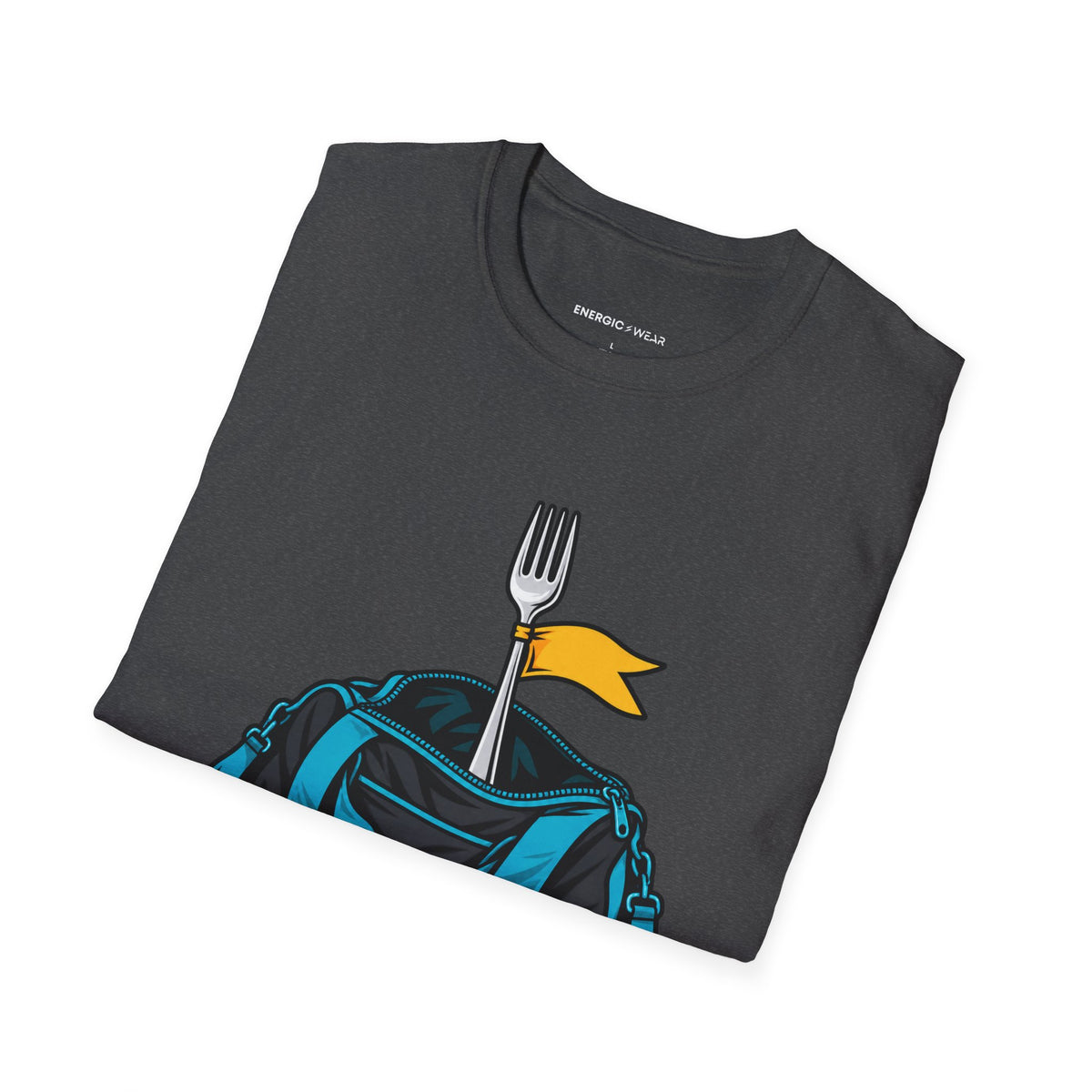 Graphic fitness T-shirt featuring the "Training Plan Bring a Fork" design.