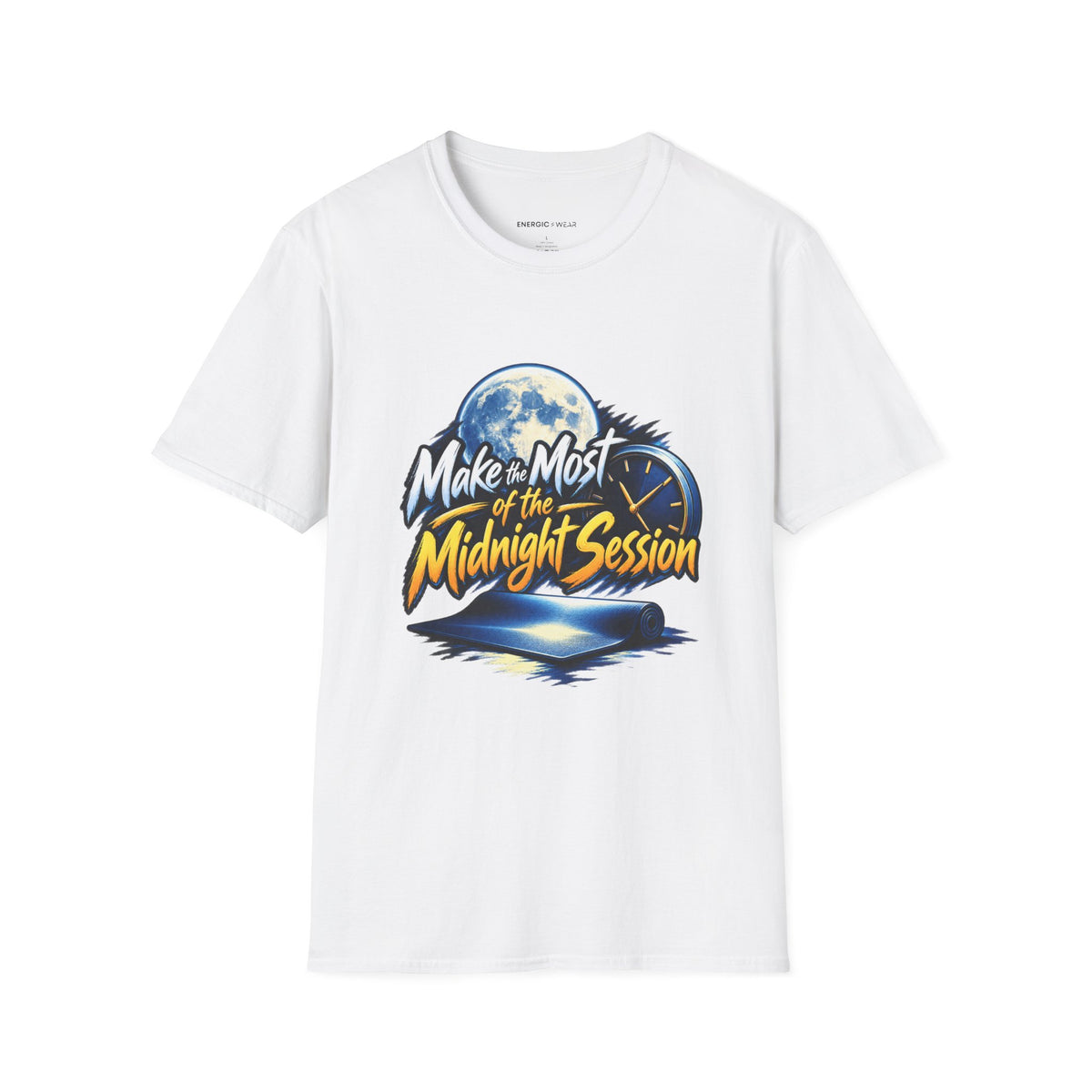 Graphic fitness T-shirt featuring the "Make the Most of the Midnight Session" design.