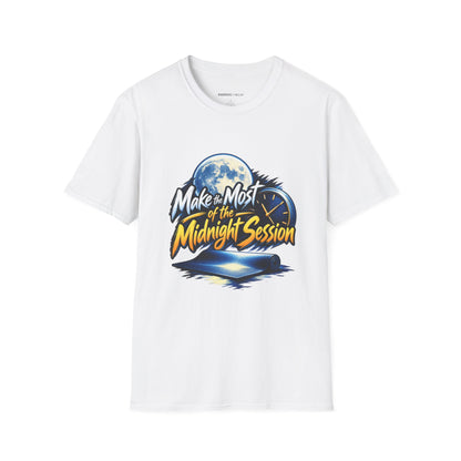 Graphic fitness T-shirt featuring the "Make the Most of the Midnight Session" design.
