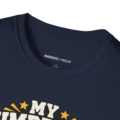 Graphic fitness T-shirt featuring the "My Dumbbells Are Just Heavy Participation Trophies" design.