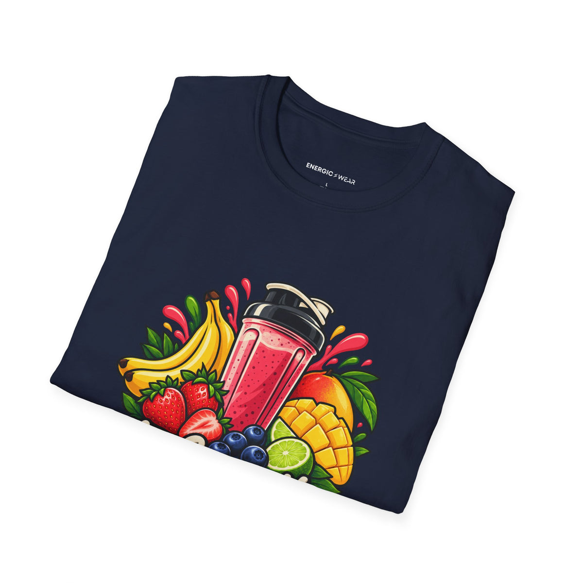 Graphic fitness T-shirt featuring the "My Smoothie Has a Support Team" design.