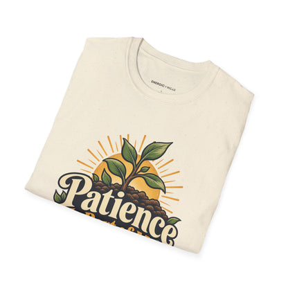 Graphic fitness T-shirt featuring the "Patience Is Part of My Training Prayer" design.