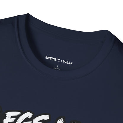 Graphic fitness T-shirt featuring the "Legs Like Jello, Spirit Like Steel" design.
