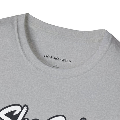 Graphic fitness T-shirt featuring the "She Sets the Tone Before the Timer" design.