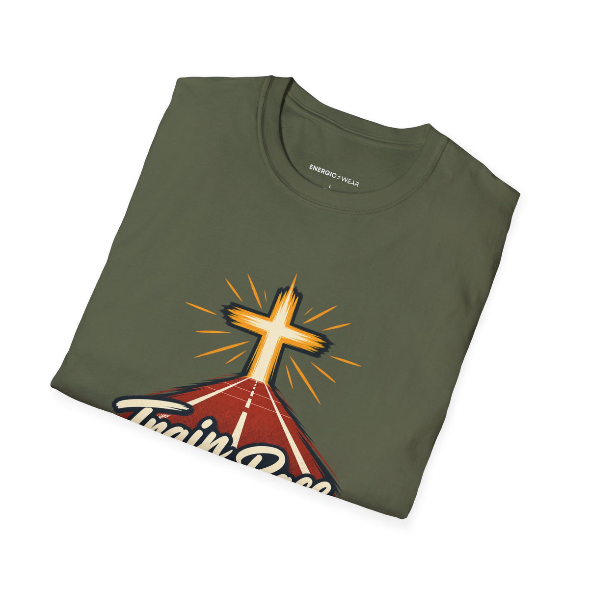 Graphic fitness T-shirt featuring the "Train for the Race Live for the Calling" design.