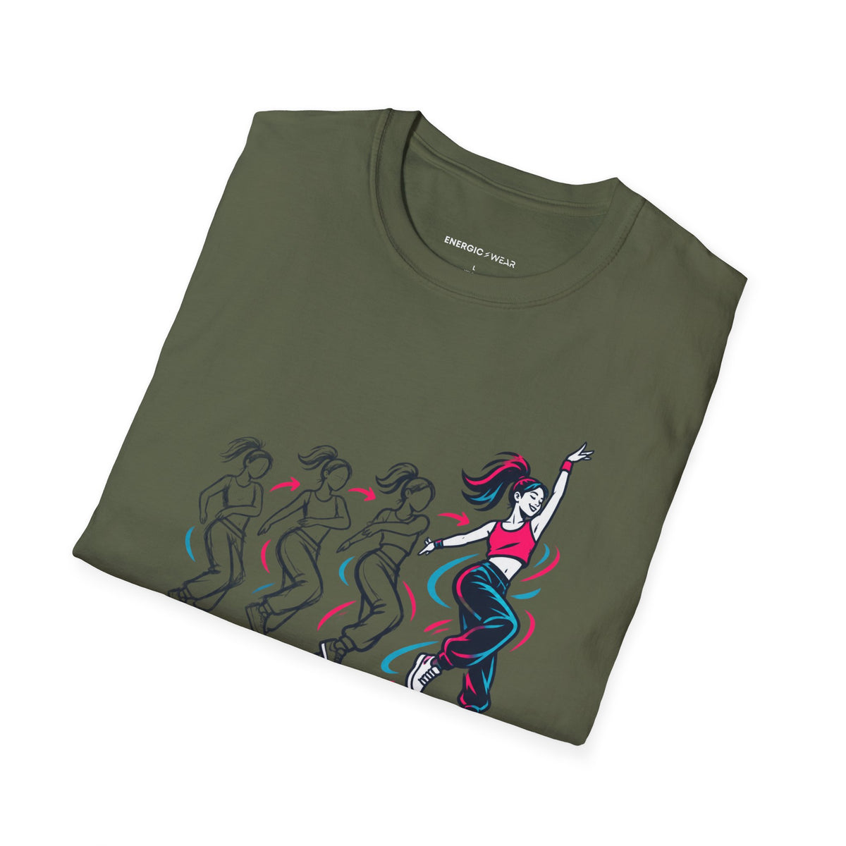 Graphic fitness T-shirt featuring the "Learn the Move, Trust the Practice" design.