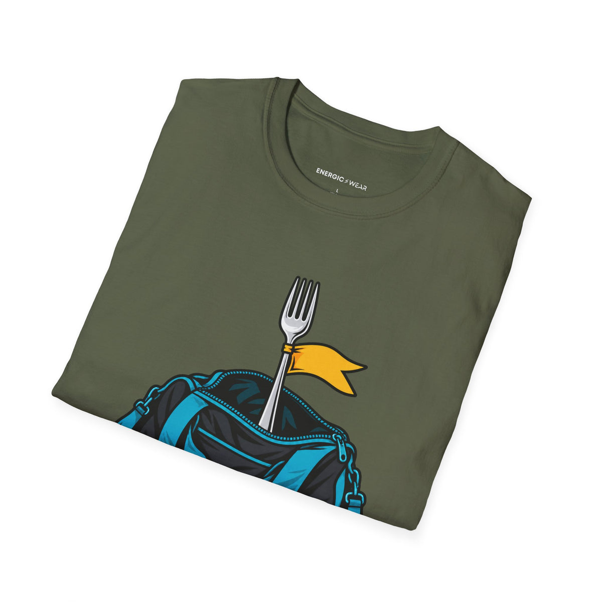 Graphic fitness T-shirt featuring the "Training Plan Bring a Fork" design.