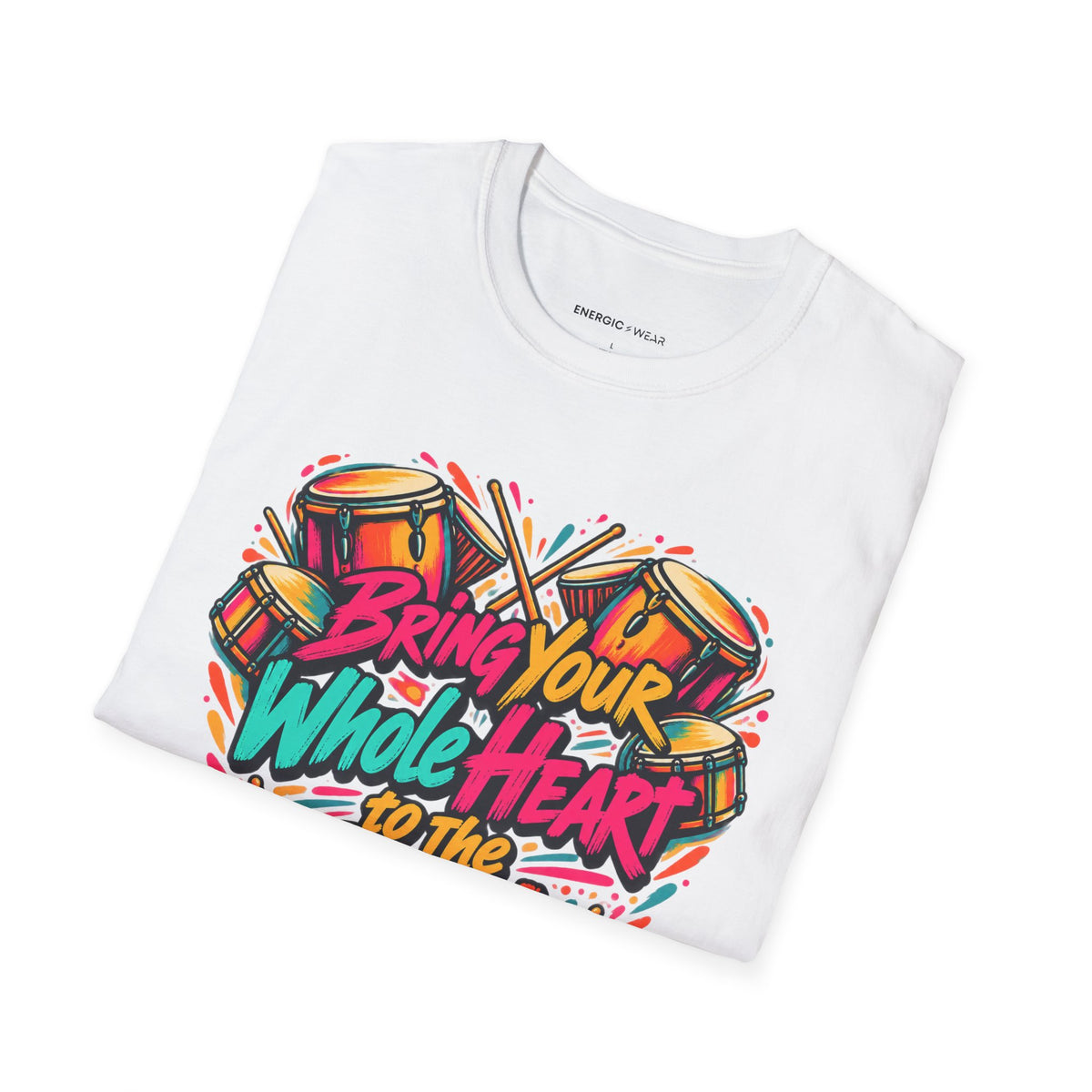 Graphic fitness T-shirt featuring the "Bring Your Whole Heart to the Beat" design.