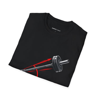 Graphic fitness T-shirt featuring the "The Landmine Has a New Angle" design.