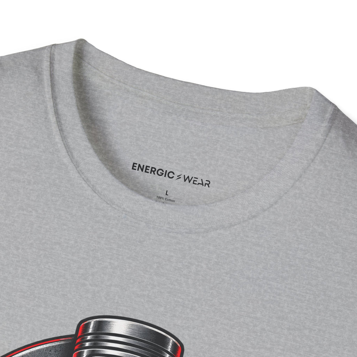 Graphic fitness T-shirt featuring the "Build the Engine Behind the Lift" design.