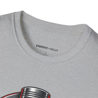 Graphic fitness T-shirt featuring the "Build the Engine Behind the Lift" design.