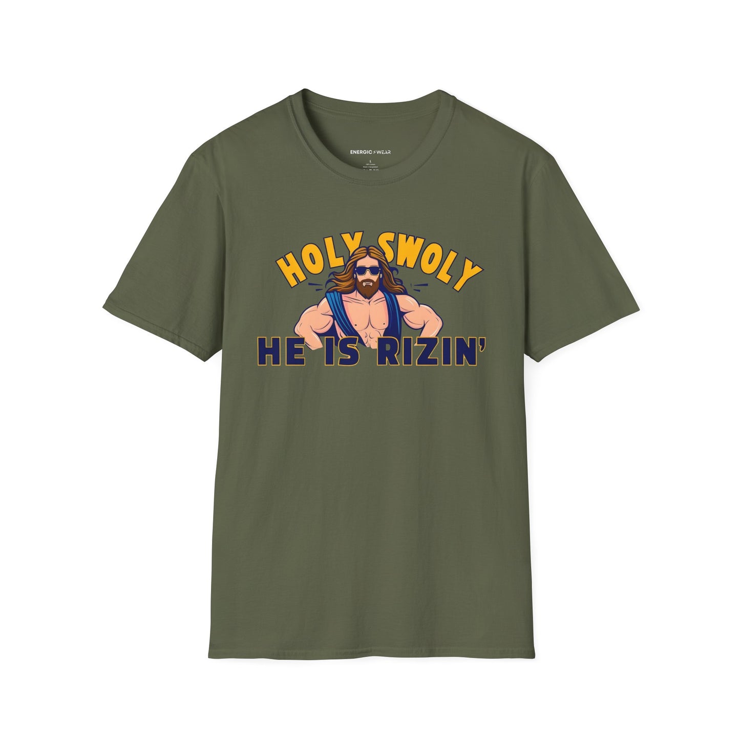 HOLY SWOLY HE IS RIZZIN - Funny Gym Shirt
