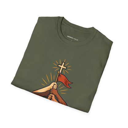 Graphic fitness T-shirt featuring the "Faith Makes Room for My Teammate S Victory" design.