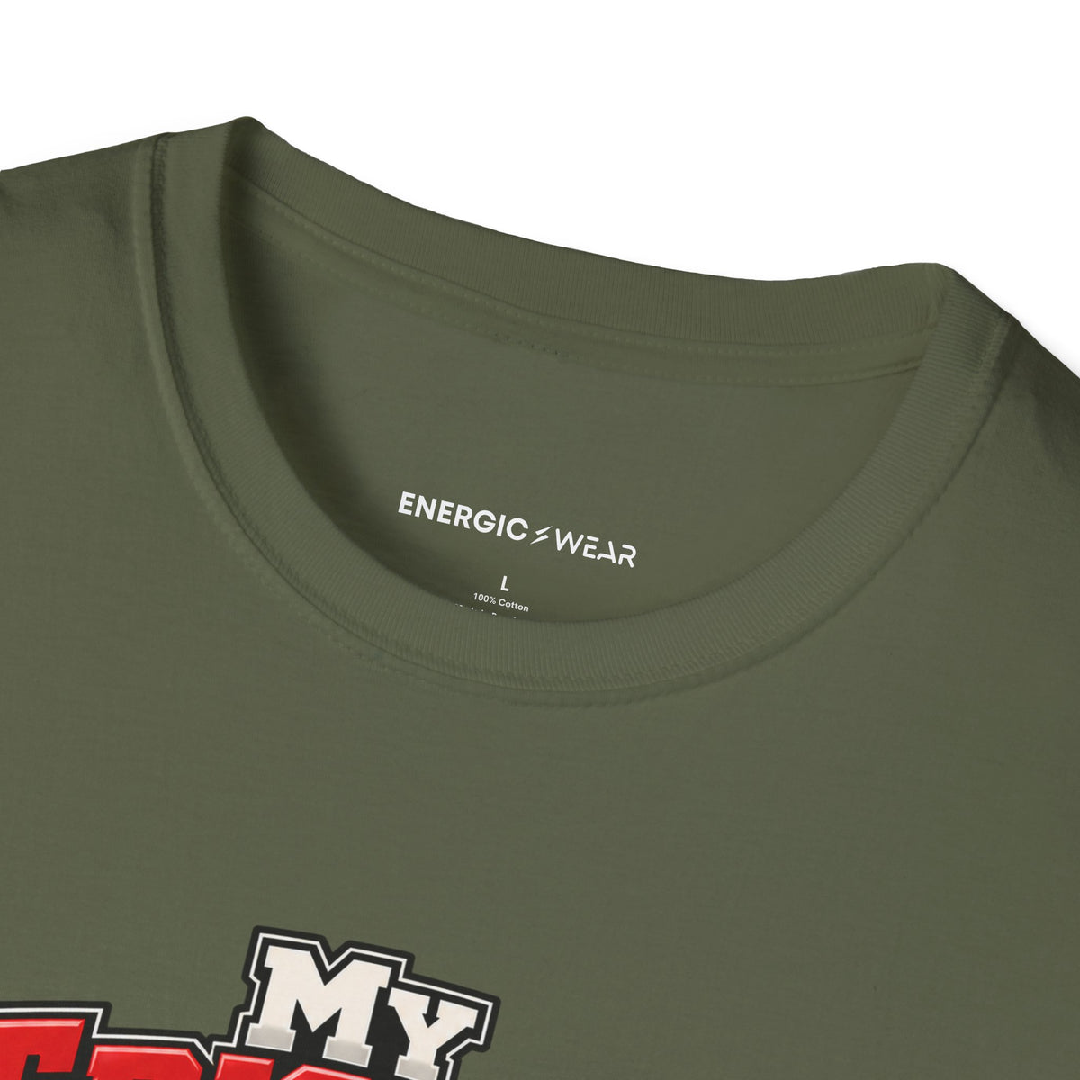 Graphic fitness T-shirt featuring the "My Triceps Finish What My Chest Starts" design.