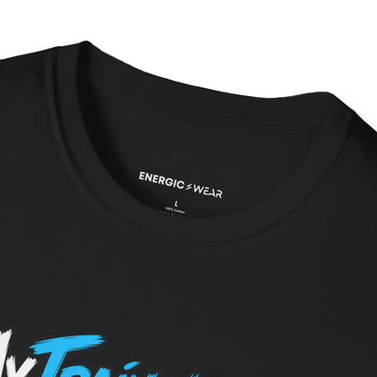 Graphic fitness T-shirt featuring the "My Training App Has Never Met My Laundry" design.
