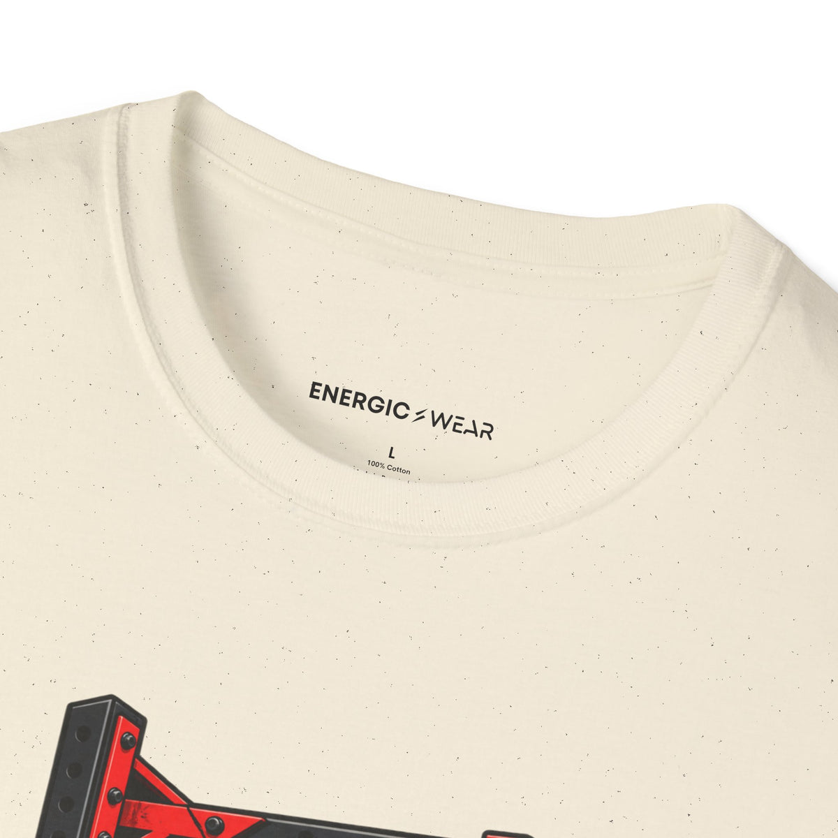Graphic fitness T-shirt featuring the "Power Can Be Built One Side at a Time" design.